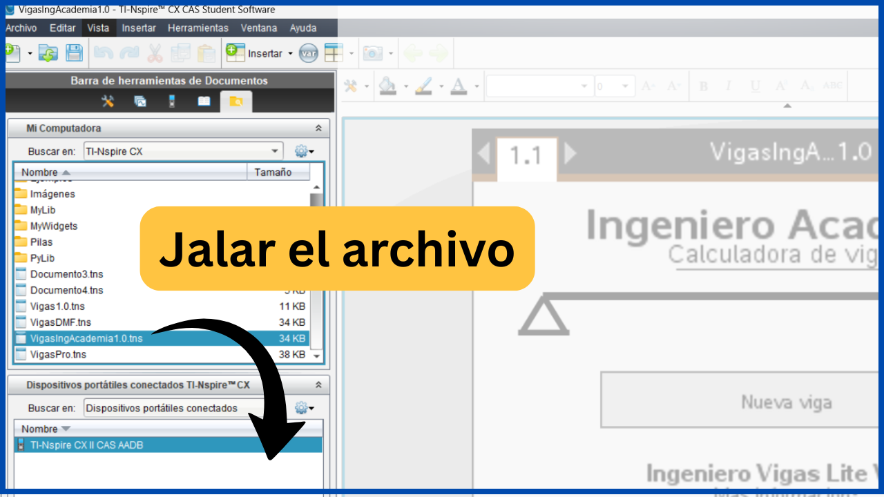 Transferir el archivo a la calculadora Texas TI-Nspire
